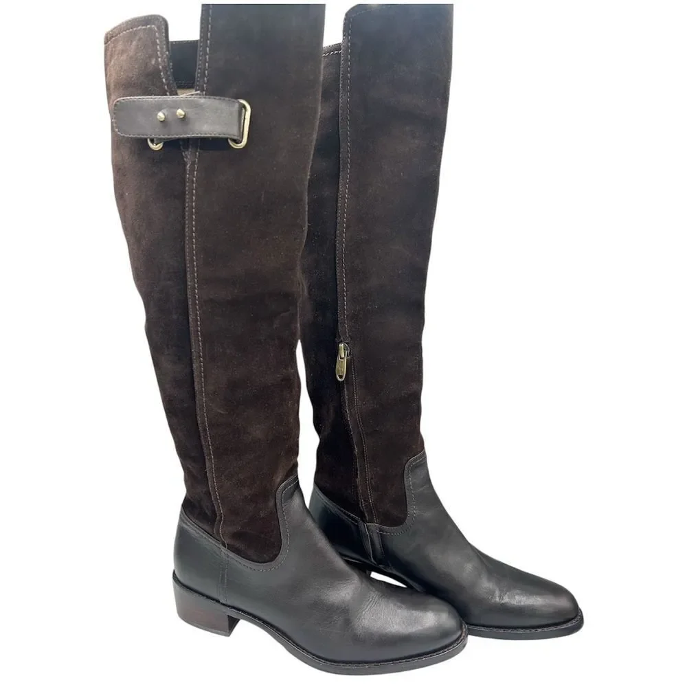 Donald J Pliner Tall Brown Suede Leather Riding Boots